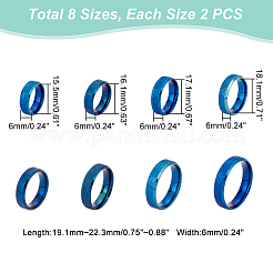 16 шт. набор из 8 текстурированных колец из нержавеющей стали 201 размера для женщин&nbsp;RJEW-UN0002-77BL