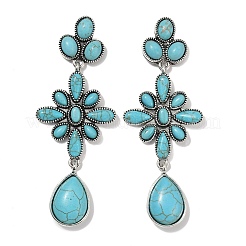 Серьги-гвоздики из сплава синтетической бирюзы&nbsp;EJEW-U053-06AS