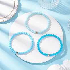 3 шт. браслеты-рондели из граненых бусин-подделок из непрозрачного стекла и искусственного нефрита для женщин&nbsp;BJEW-JB12563-01