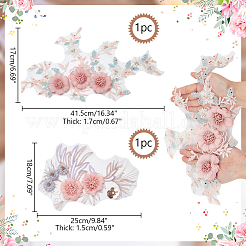 2 шт. 2 стиля 3D цветочный узор полиэстер вышитые кружевные аппликации&nbsp;DIY-NB0010-99