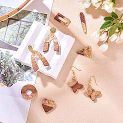 18шт 9 стиля подвески из прозрачной смолы и орехового дерева&nbsp;RESI-TA0003-35