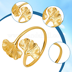 Железные кольца для салфеток из листьев гинкго&nbsp;AJEW-WH20070-110G