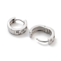 Квадратный узор стойка покрытие латунь прозрачный кубический цирконий серьги-кольца для женщин&nbsp;EJEW-G409-02P