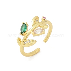 Манжеты из латуни с микро паве кубический цирконий для женщин&nbsp;RJEW-S400-05G