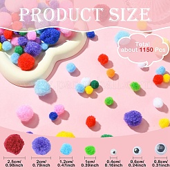 1150 шт. шарики-помпоны из пряжи и подвижные глазки-кабошоны&nbsp;DIY-YW0012-27