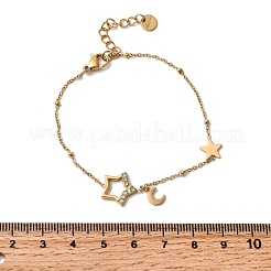 Браслеты из нержавеющей стали 304 с микро-паве из звеньев для женщин&nbsp;BJEW-Z140-04G