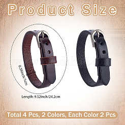 4 шт. 2-цветные регулируемые браслеты из искусственной кожи для мужчин и женщин&nbsp;BJEW-CL0001-31