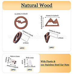 Серьги-гвоздики из натурального дерева в горном стиле&nbsp;DIY-TA0010-06