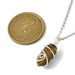 Ожерелья-подвески из натуральных смешанных драгоценных камней с острыми гранеными пулями и медной проволокой&nbsp;NJEW-JN05025-02