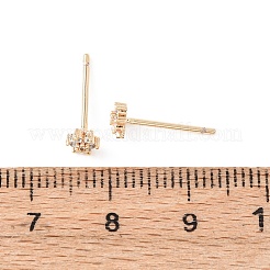 Серьги-гвоздики в форме снежинки с микропаве из прозрачных кубических цирконий из латуни&nbsp;EJEW-L278-01G