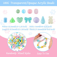 100 г прозрачных/непрозрачных акриловых бусин&nbsp;MACR-TA0001-50H