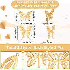 6 шт. 2 стиля подвески из нержавеющей стали 304&nbsp;STAS-BBC0007-74