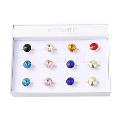 Кольца-манжеты из нержавеющей стали 304 со стеклянными вставками для женщин&nbsp;RJEW-K309-41C