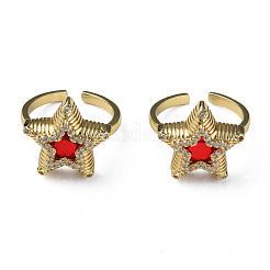 Открытое кольцо-манжета со звездой из кубического циркония&nbsp;RJEW-N035-126C