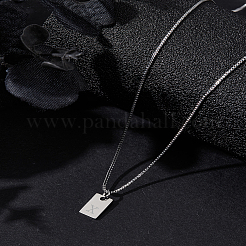 1 шт. ожерелье с подвеской в виде прямоугольника из нержавеющей стали&nbsp;NJEW-LP0001-34X-P