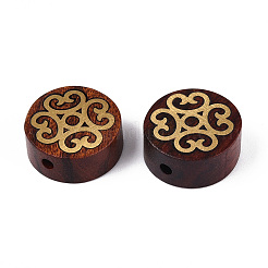 Натуральные сандаловые бусины и латунные бусины&nbsp;WOOD-T032-33B