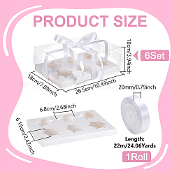 6 шт. складные бумажные коробки для хранения кексов с прозрачными крышками&nbsp;CON-UN0001-05A