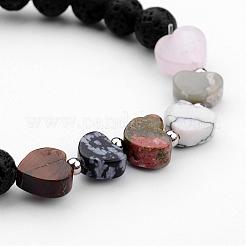 Браслеты из бусин из натуральной лавы&nbsp;BJEW-JB02489