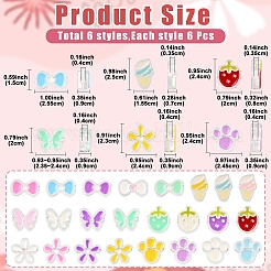 36шт 6 стиля прозрачные акриловые бусины&nbsp;ACRC-YW0001-04