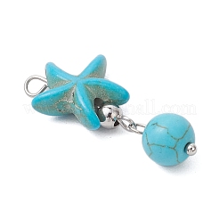 8 шт. 8-х цветные синтетические бирюзовые круглые подвески в виде морской звезды&nbsp;PALLOY-JF04127