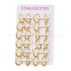 Серьги-кольца Huggie Oval с вакуумным покрытием PVD 202 из нержавеющей стали&nbsp;EJEW-H003-07G-06