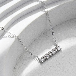 925 серебряное ожерелье с прямоугольной подвеской из микропаве из прозрачного кубического циркония для женщин&nbsp;NJEW-D316-02P