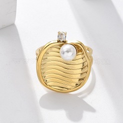 Кольца-манжеты из нержавеющей стали 304 с кубическим цирконием для женщин&nbsp;RJEW-D302-02G-04