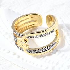 Открытые манжеты из латуни с микропаве кубический цирконий&nbsp;RJEW-D313-11PG