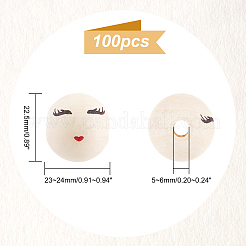 Набивные европейские бусины из натурального дерева&nbsp;WOOD-PH0009-50