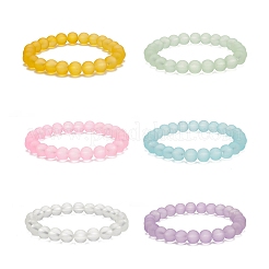 Матовые стеклянные круглые браслеты из бисера стрейч наборы для женщин&nbsp;BJEW-JB09174
