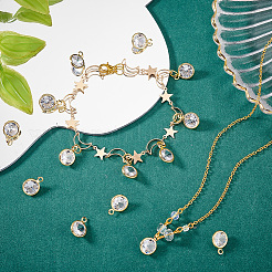 30 шт. подвески из прозрачного кубического циркония с латунным краем и петлей&nbsp;KK-PH0010-41