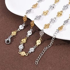 Ожерелья из цепочек с цветочным узором из нержавеющей стали 304 толщиной 5.5 мм&nbsp;NJEW-P346-01A