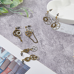 3 комплект из 3-х асимметричных серег с зубчатым колесом из сплава&nbsp;EJEW-FI0001-93