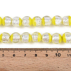 Светящиеся бусины ручной работы из серебряной фольги в технике лэмпворк&nbsp;FOIL-N029-03B