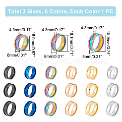 18 шт. 18 стиля 201 нержавеющая сталь рифленые кольца для пальцев&nbsp;STAS-UN0042-79