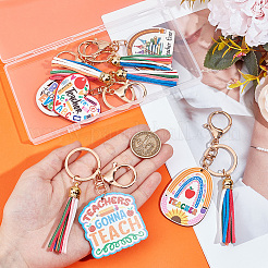 5 шт. 5-х цветные деревянные брелки ко Дню учителя&nbsp;AJEW-SP0001-41A