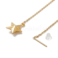 Длинная цепочка из нержавеющей стали 304 с вакуумным покрытием PVD и подвесками в виде звезды для женщин&nbsp;EJEW-A068-04G