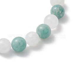 Эластичные браслеты из натурального амазонита и белого нефрита для женщин.&nbsp;BJEW-JB13369