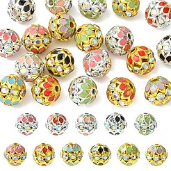 10 шт. круглые латунные эмалевые бусины&nbsp;KK-YW0003-59