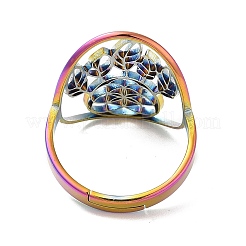 Ионное покрытие (ip) 304 нержавеющая сталь плетеная сетка/паутина с перьевым регулируемым кольцом для женщин&nbsp;RJEW-M149-26RC