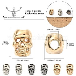 30 шт. Европейские бусины из сплава 3 цветов&nbsp;FIND-YW0011-67