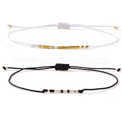 2 шт. минималистичный браслет из плетеного бисера и стеклянных бусин.&nbsp;VR4504-1