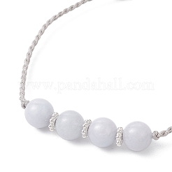 Браслеты из натурального халцедона с имитацией аквамарина и круглыми бусинами&nbsp;BJEW-JB11991