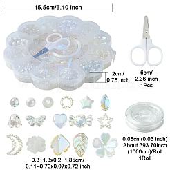 Эластичный браслет из акрилового цветка своими руками с подвесками в виде листьев&nbsp;DIY-YW0008-88