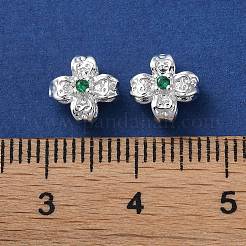 Латунные бусины с цирконием микро-паве цвета лайма&nbsp;KK-P256-11S