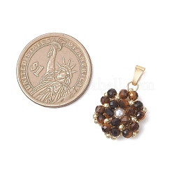 Подвески в виде круглых граненых цветочных гроздей из натурального тигрового глаза&nbsp;PALLOY-MZ01197-03