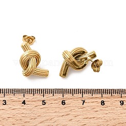 Серьги-гвоздики с узелками из нержавеющей стали 304&nbsp;EJEW-K268-45G