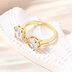 Манжеты из латуни с микро паве кубический цирконий для женщин&nbsp;RJEW-F181-08G-01