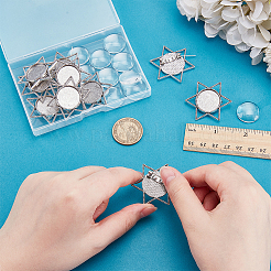 10 шт. винтажная брошь в форме звезды из сплава в тибетском стиле с кабошоном&nbsp;FIND-PH0027-51