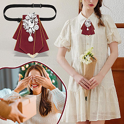 Регулируемые галстуки-бабочки из полиэстера со стразами&nbsp;AJEW-WH0270-179A